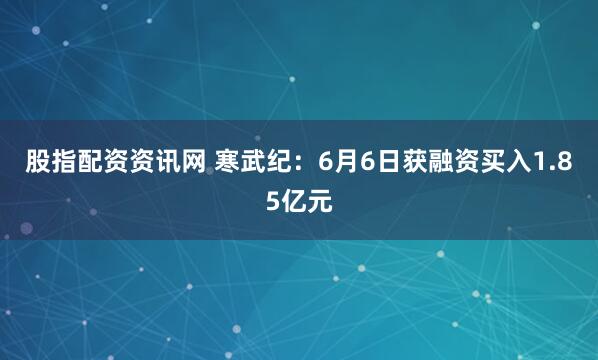 股指配资资讯网 寒武纪：6月6日获融资买入1.85亿元
